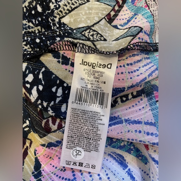 Desigual Long Lurex Flowy Artsy Abstract Floral Print Midi Skirt - Picture 8 of 10